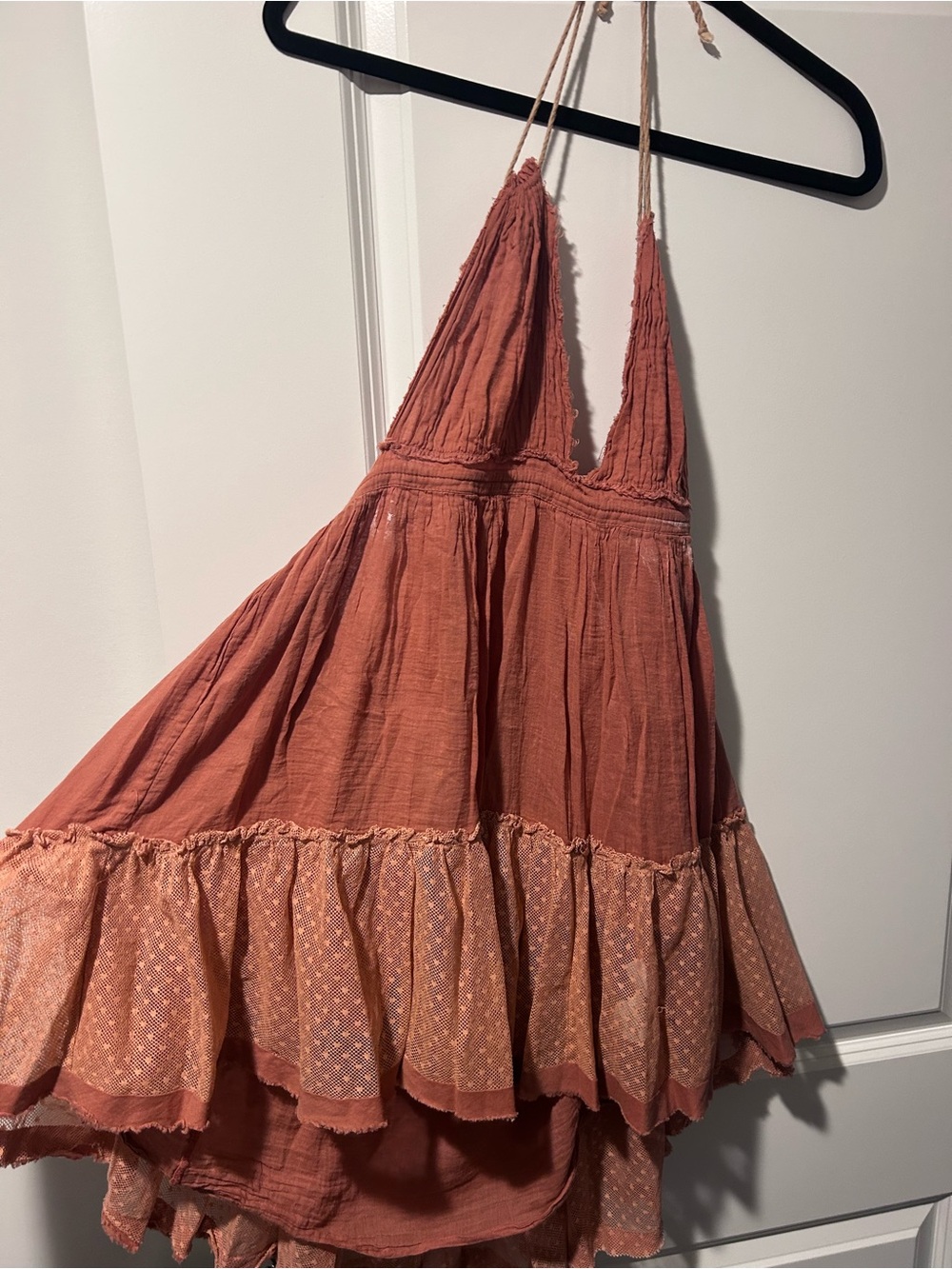 Rust Halter High-Low Tiered Dress — Women's